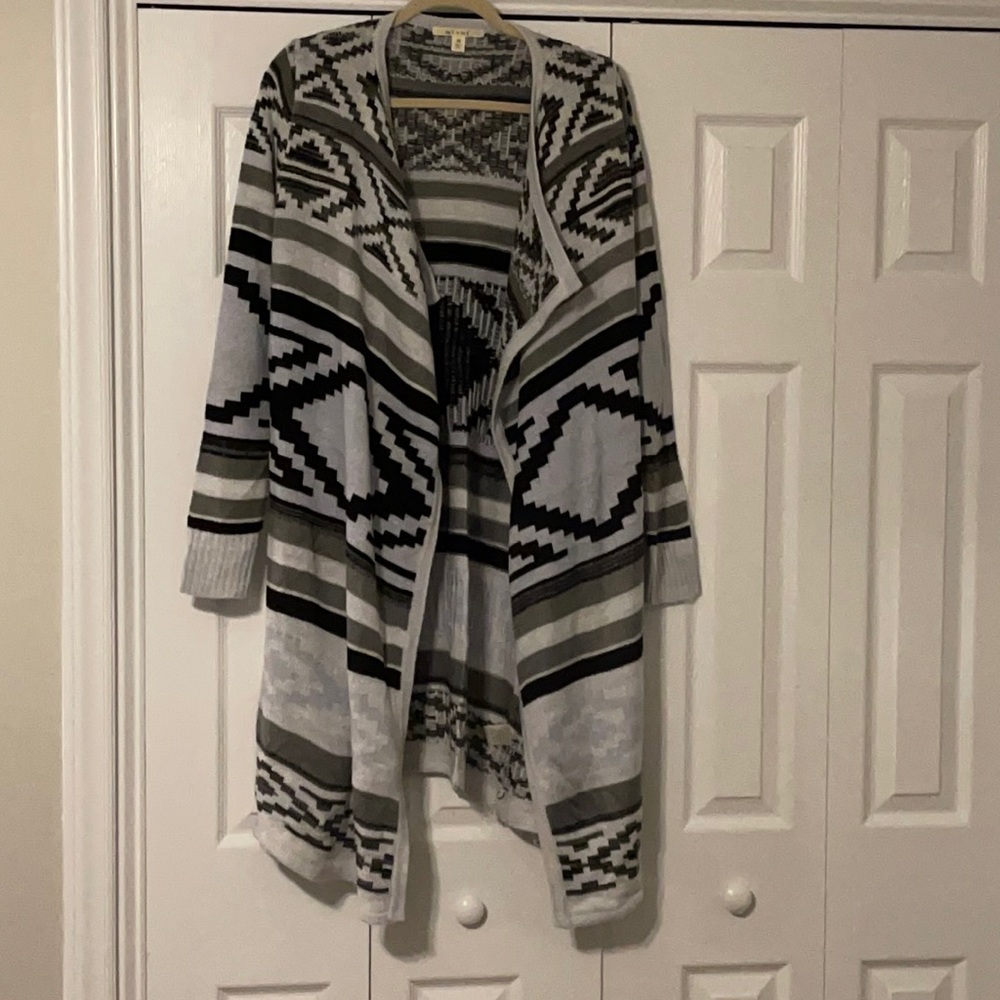 Boutique greys/black long cardigan sweater size M